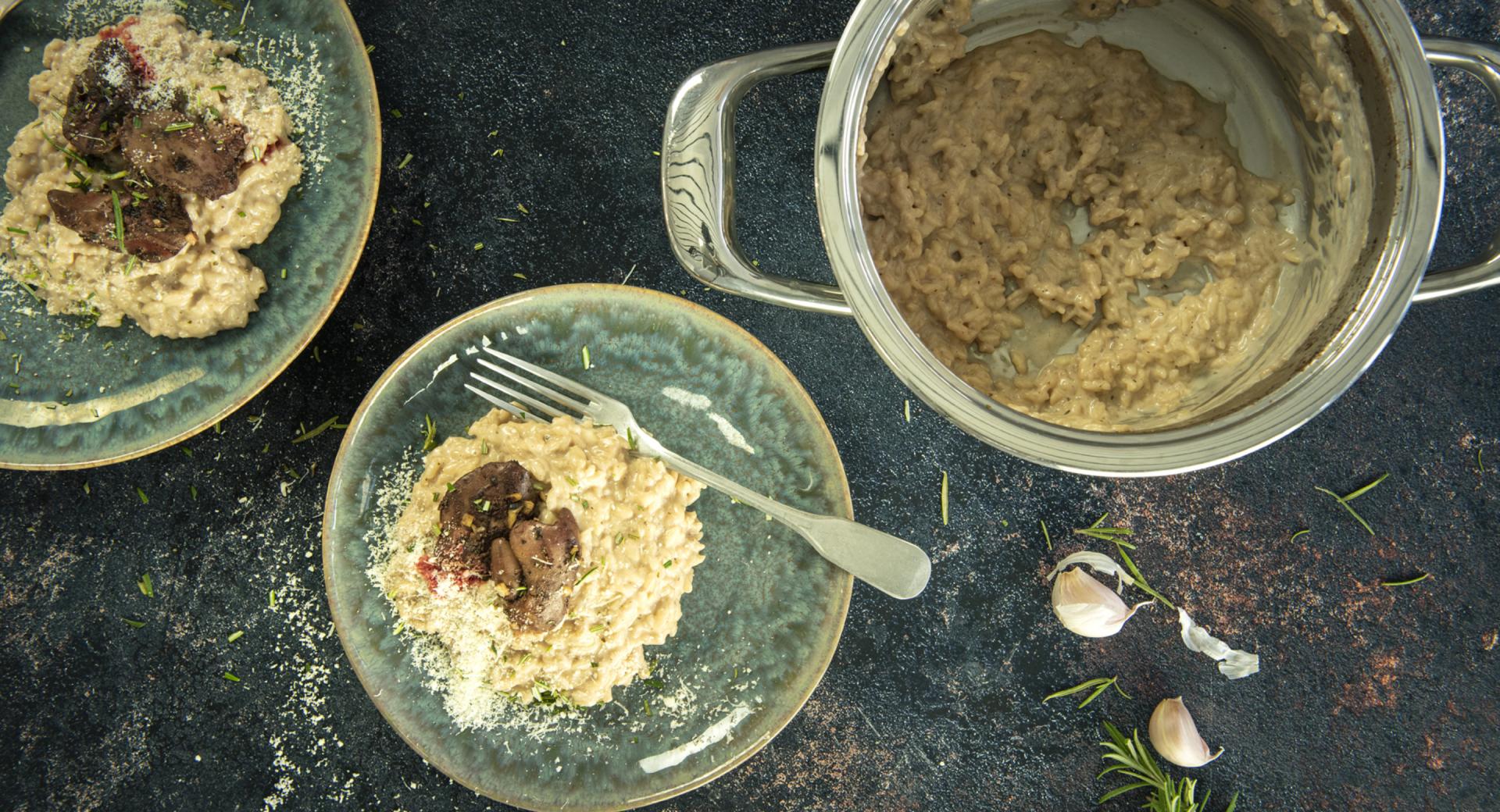 Portweinrisotto mit Geflügelleber