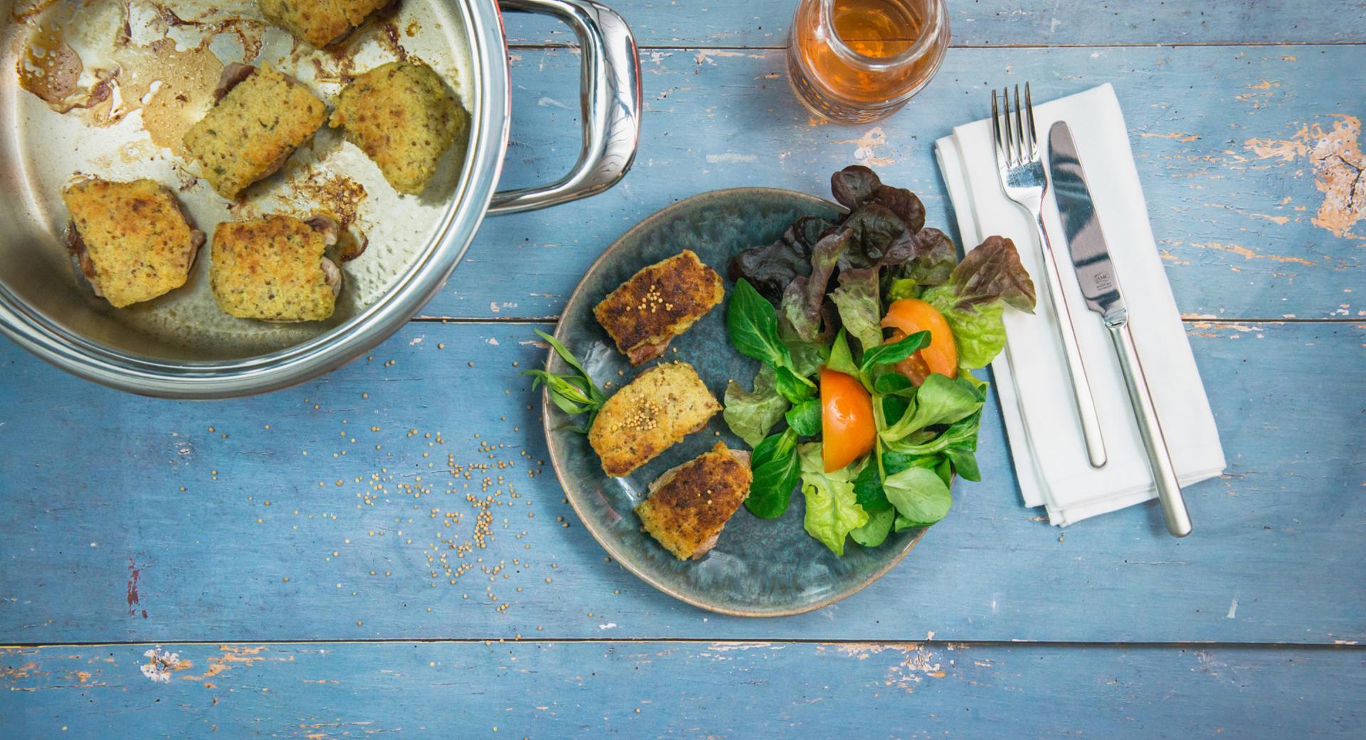 Schweinefilet-Medaillons mit Senfkruste