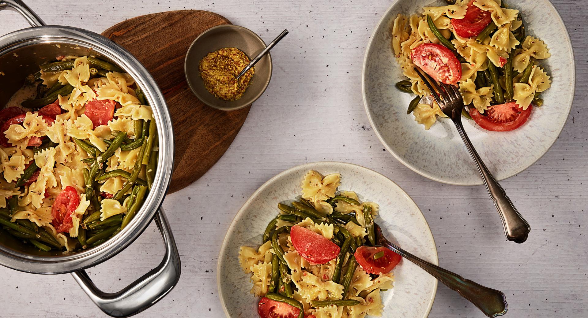 One Pot Pasta mit grünen Bohnen