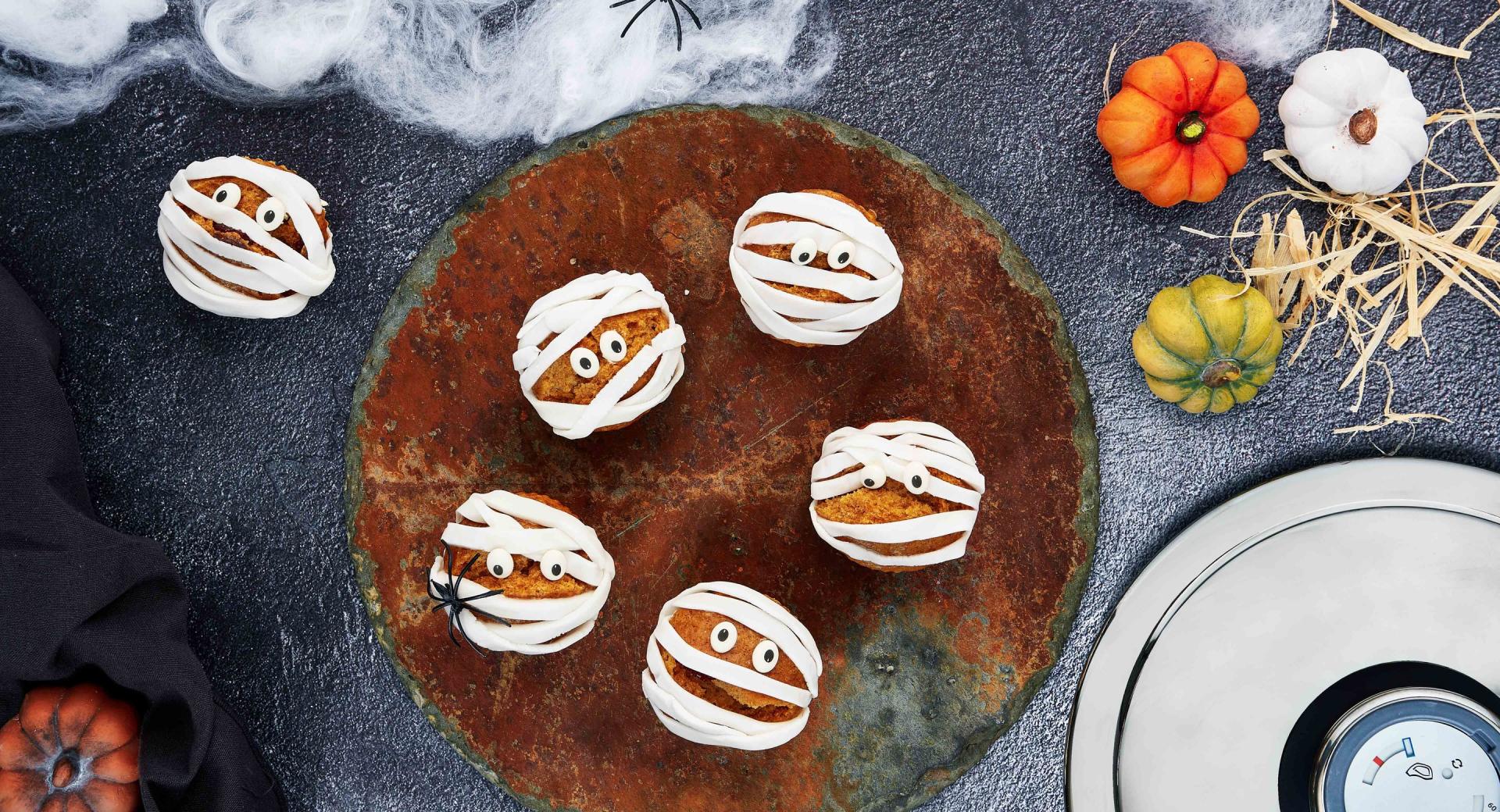Kürbis-Mumien-Muffins