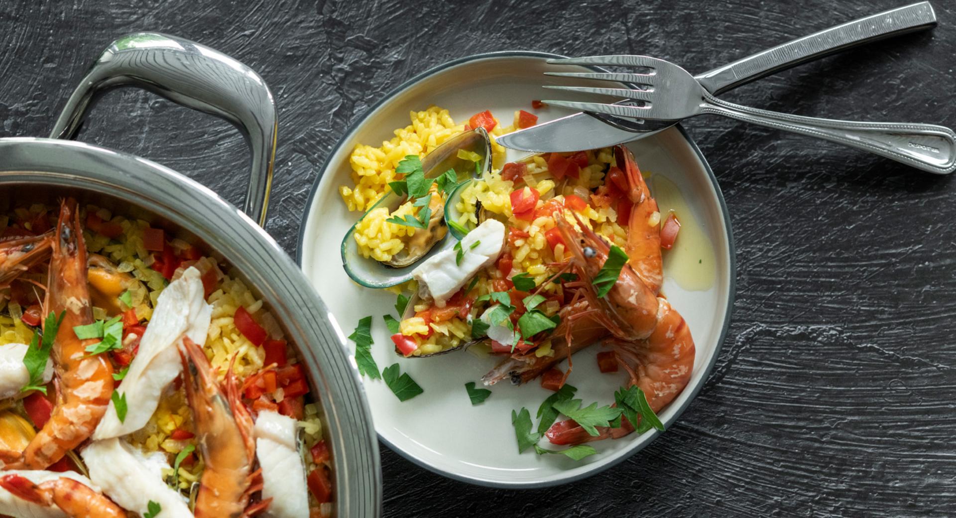 Paella mit Meeresfrüchten