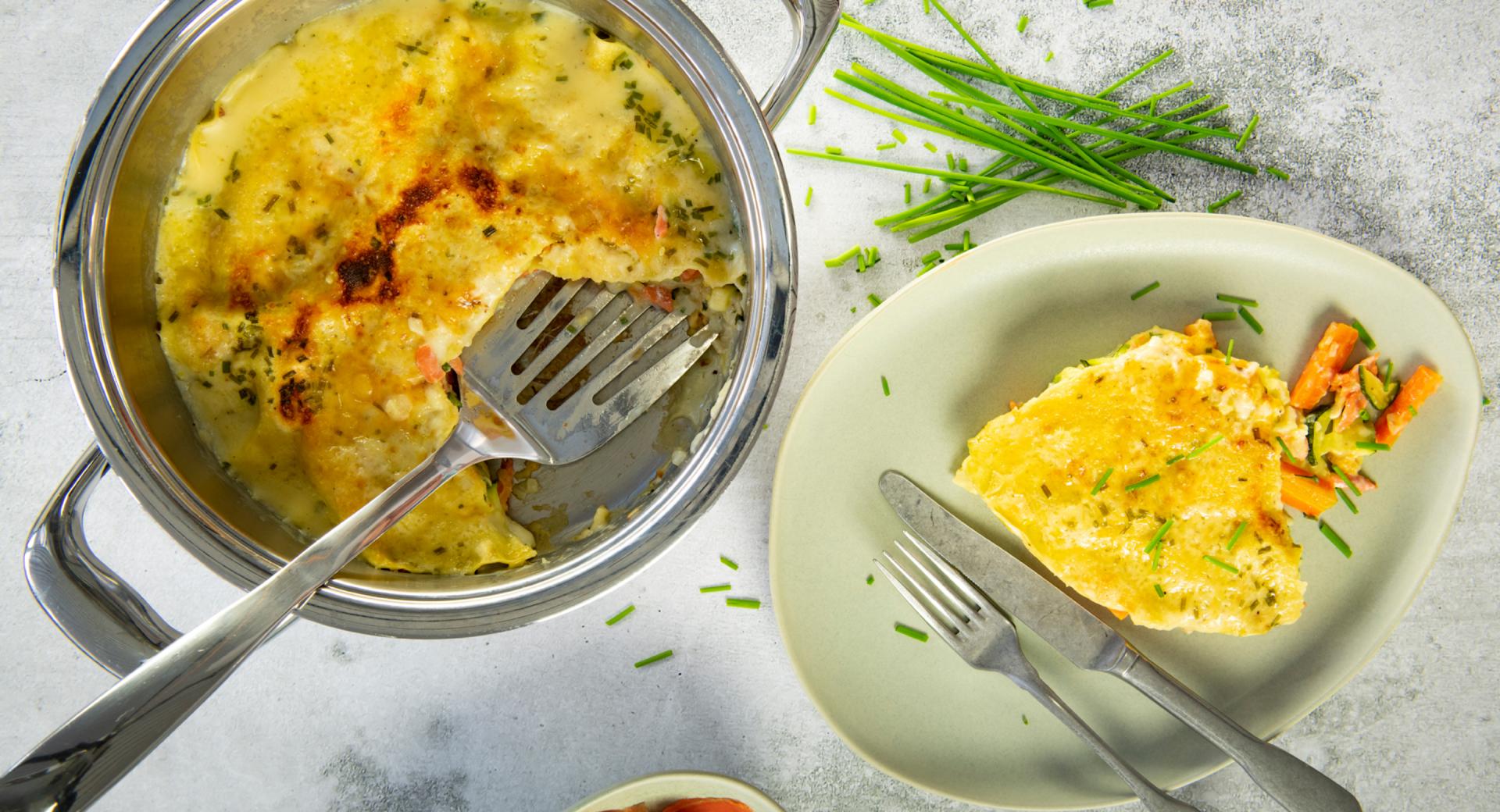 Lachslasagne mit Zucchini