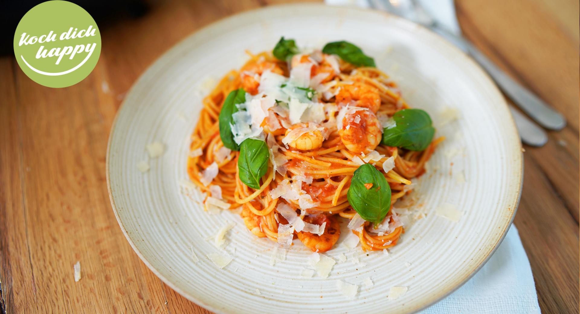 Spaghetti mit Garnelen