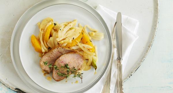 Schweinefilet auf Orangen-Fenchelgemüse