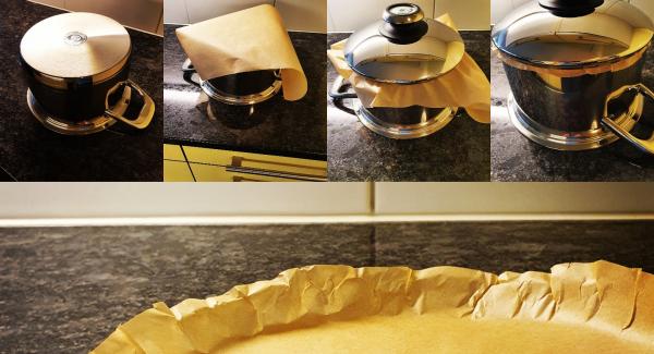 Mehl, Sauerteig und restliche Zutaten mischen und zu einem glatten weichen Teig kneten. In einer Schüssel und einem feuchten Tuch darüber ca. 30min aufgehen lassen. Backpapier vorbereiten.