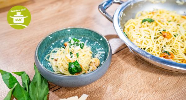Pasta mit Bärlauch und Garnelen