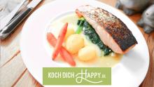 VIDEO! Lachsfilet auf Feta-Spinat und Salzkartoffeln