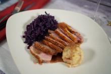 gebackene Ente mit Rotkohl