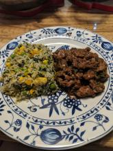 Leber mit Balsamico und Gemüsereis