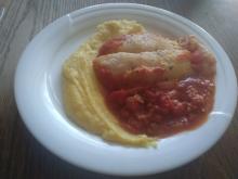 Welsfilet in Tomatensoße mit Polenta