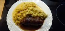 Roulanden mit Wirsinggemüse und Süßkartoffelbrei